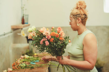 Picking our bouquets